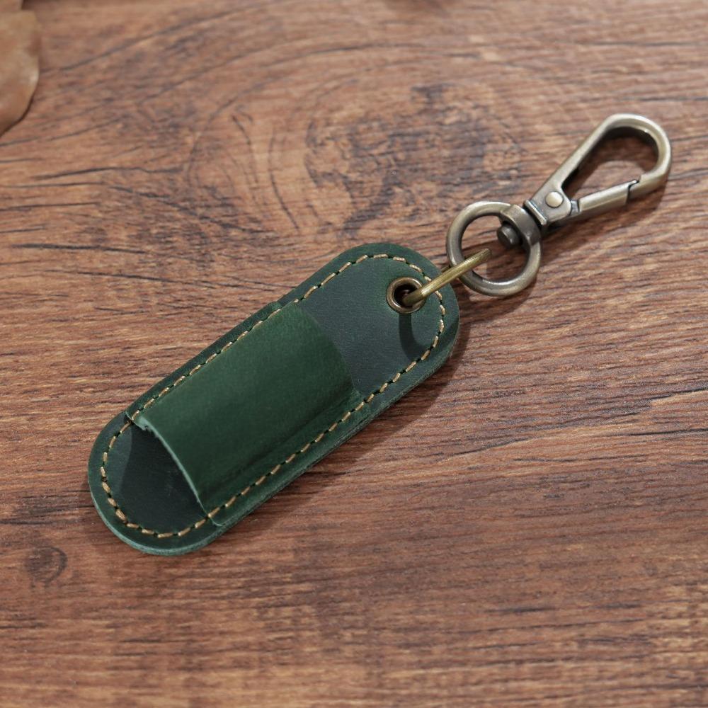 Luxury Pen Holder Keychain Portable Pen Pouch Keychain Genuine Leather Pen Case  School Supplies