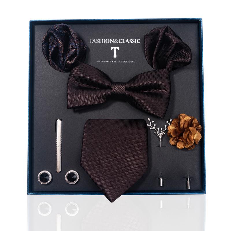 Luxury Groom Tie, Pocket Square & Boutonniere Gift Set for Weddings