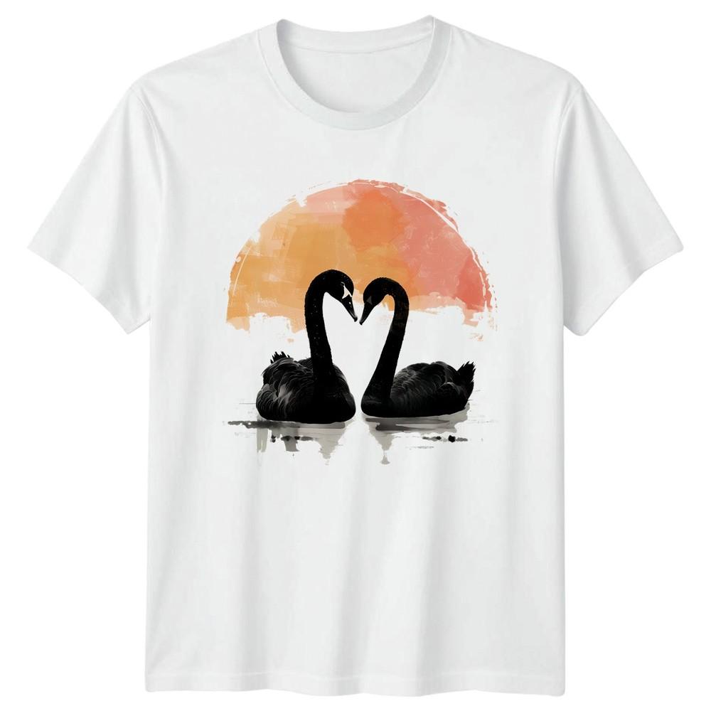 Two Swans Forming Heart RoUnisextic Love TShirt Valentines Day Gift For Him And Her S