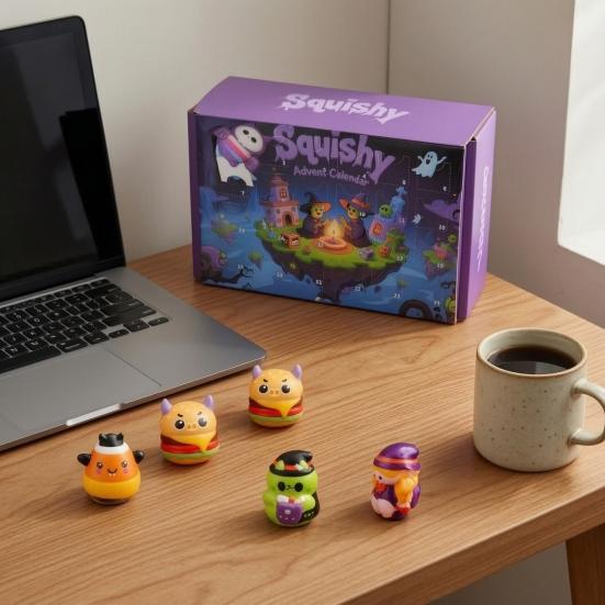 Halloween Advent Calendar 2026 Halloween Squeeze Toys 24-Day Countdown Box for Kids Trick