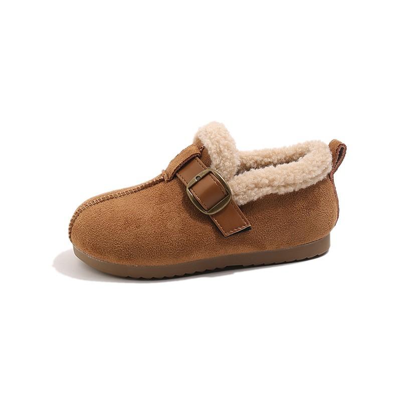 Kids Winter Warm Slip-On Boots With Faux Suede Upper TPR Sole Girls Boys Ages 4-12