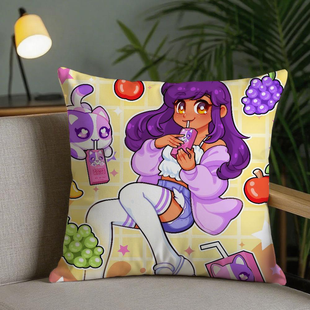 Anime Aphmau Pillow Case Square DoubleSided Printing Sofa Cushion Cover Pillowcase Bedroom Bedside