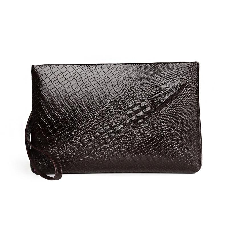 Crocodile Pattern Zipper Wristlet Bag PU Leather Men Clutch Bag Large Capacity Envelope Bag Money CellPhone Purses And Handbags