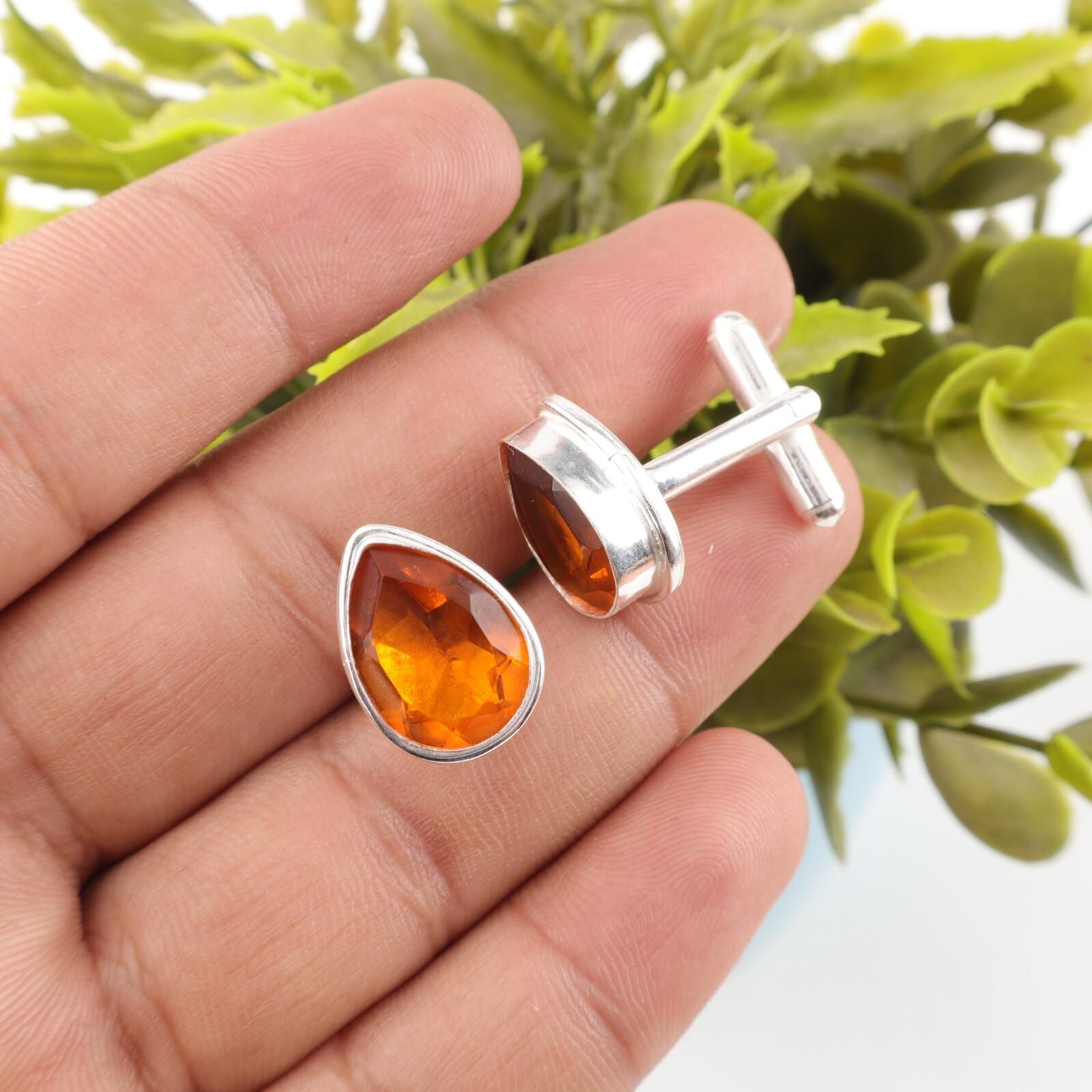 

Citrine Gemstone 925 Sterling Silver Handmade Cufflinks 0.66 Gift For Husband CL-6-3