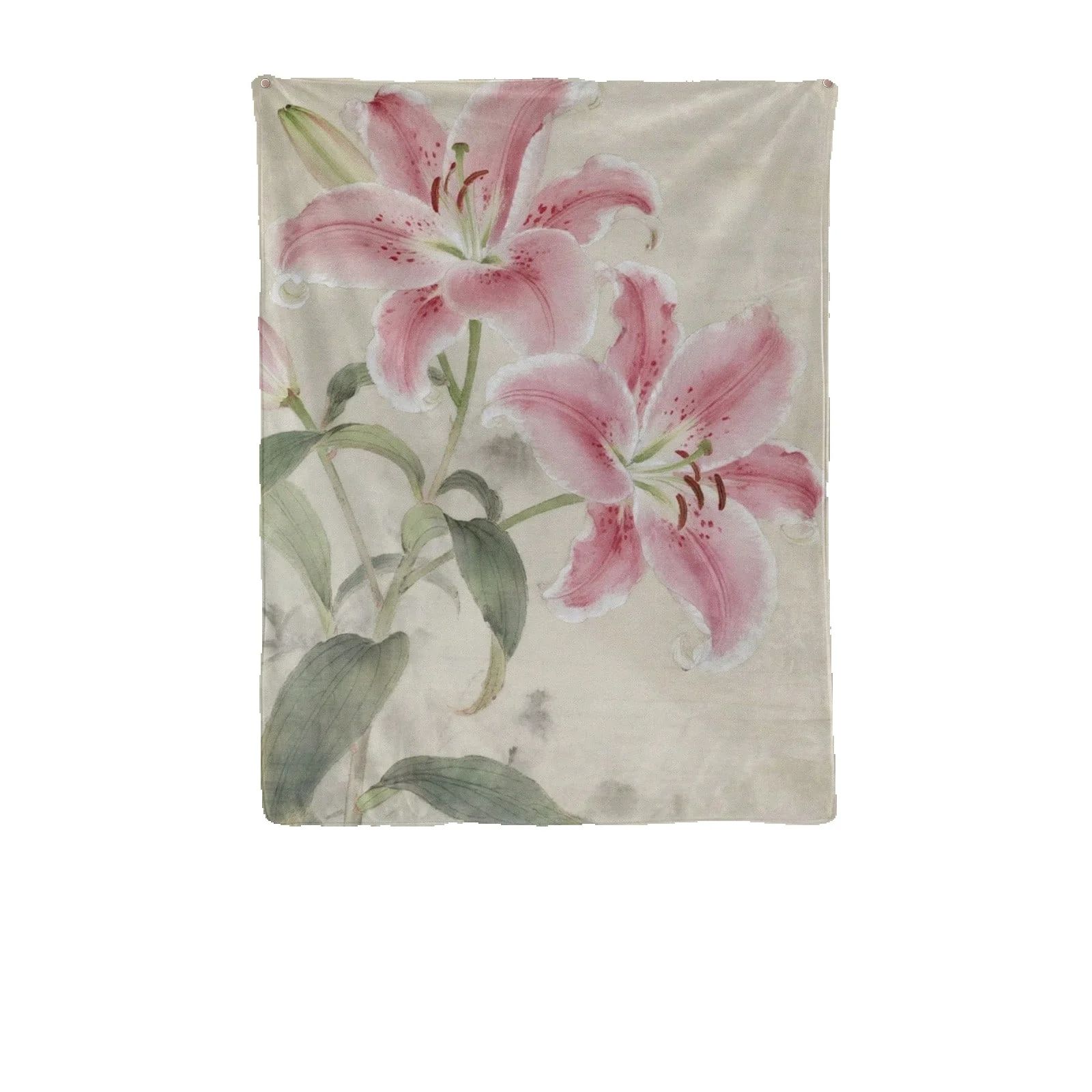 Jmg Household Supplies Unisex Pink 1Pc Lily Tapestry: Polyester 2D Flat Print. Decor For Bedroom/Living Room, Elegant Home Accessory For Floral & Minimalist S