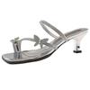 Summer women's butterfly beautiful one-pedal high-heeled slippers 2025 new fairy rhinestone crystal sandals