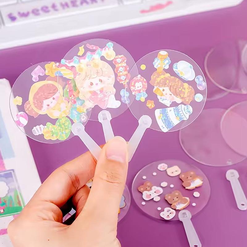 5Pcsmini Transparent Blank Fan Children Diy Blank Hand Fan Stage Performance Hand Fan Decor For Diy Craft Make Hand Graffiti Fan