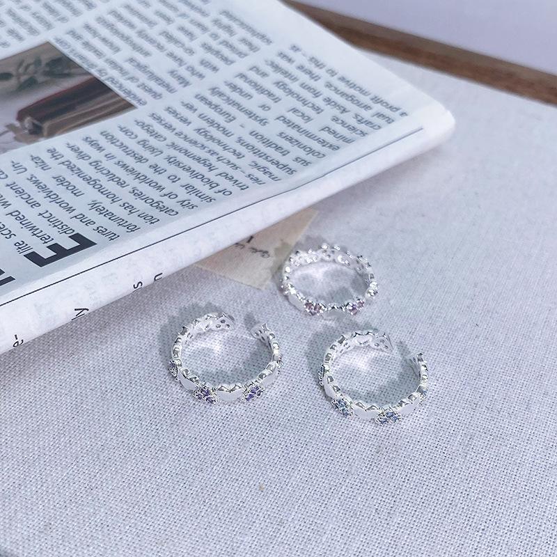 Nischendesign Farbiger Zirkon Liebe Gebürsteter Offener Ring Klein Frisch Hochwertig Zeigefingerring Leichter Luxusring Damen