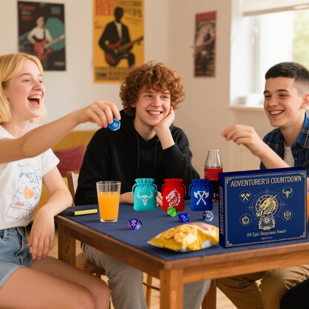 Christmas Dice Advent Calendar 2025, 24 Days Countdown Calendar Christmas Pencil Stickers Socks Necklaces