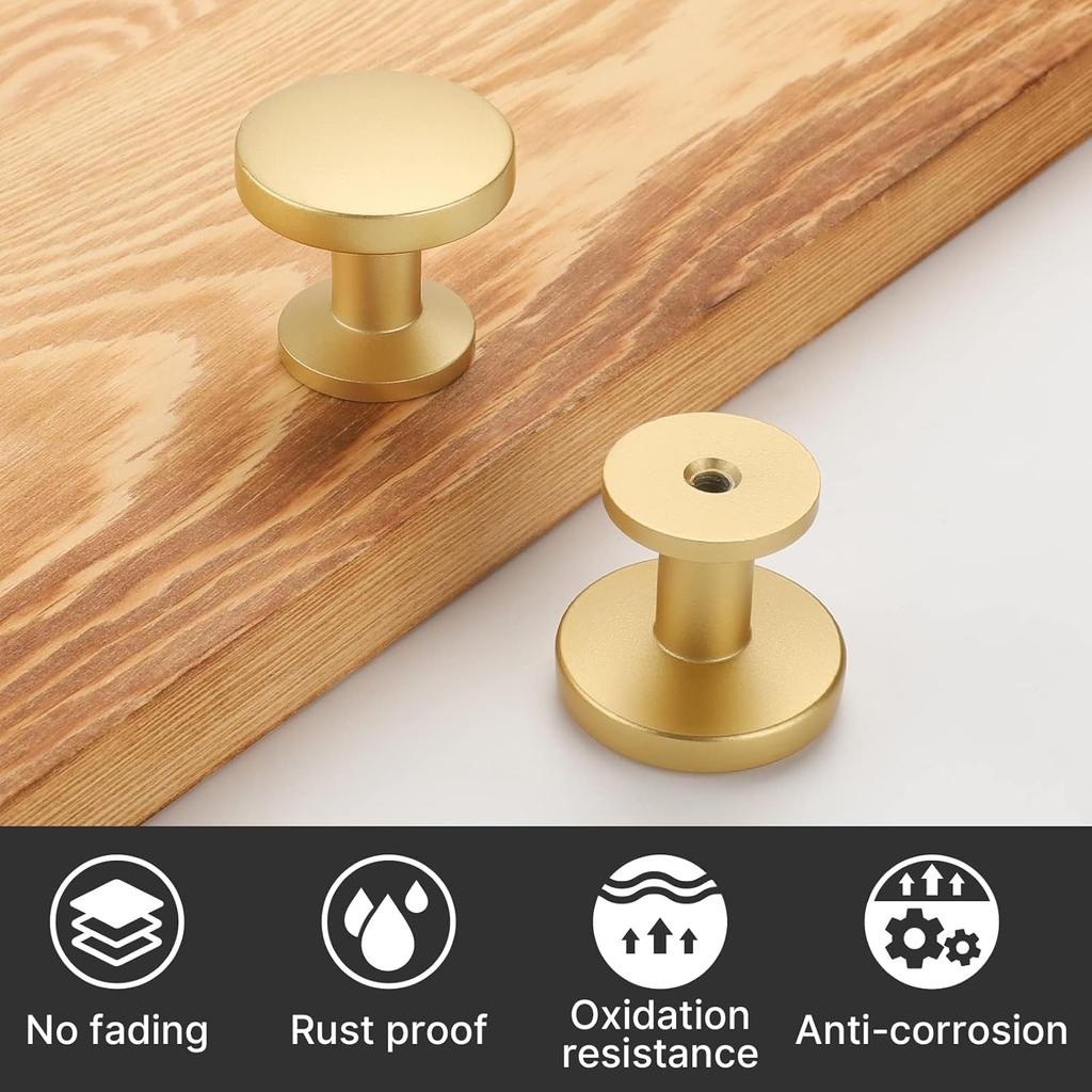 Homdiy 5 Pack Cabinet Knobs Gold Dresser Drawer Knobs - Brushed Brass Cabinet Pulls Kitchen Cabinet Hardware