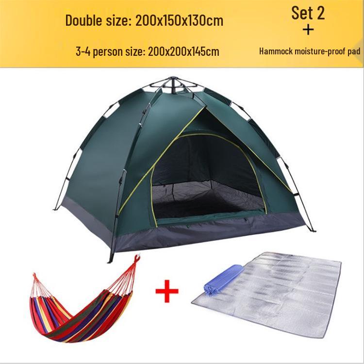 Fully Automatic 3-4 Person Tent: Sun Protection, Thickened Rainproof, Quick Setup for Camping or Beach.