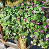Artificial Vines 2pcs Artificial Morning Glory Trumpet Flower Vine Fake Green Plant Home Garden Wall Fence Outdoor Wedding Hanging Baskets Decor