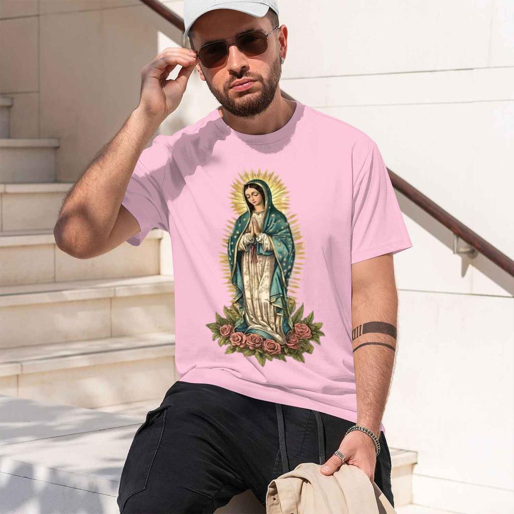 Religious Unisexs Tshirt Virgin Mary With S And Design For Faithful Wearers Spring And Summer Gift For Religious Lovers 2026 New