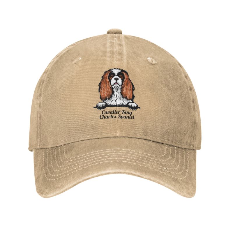 Personalized Cotton Peeking Dog Cavalier King Charles Spaniel Baseball Cap for Unisex Women Adjustable Dad Hat Sports