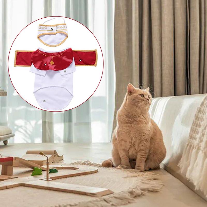 Dog Pope Costume Pope Hat And Robe For Dog Cute Kitten Puppy Clothes For Entertainment Photo Prop Holidays Events Celebrations
