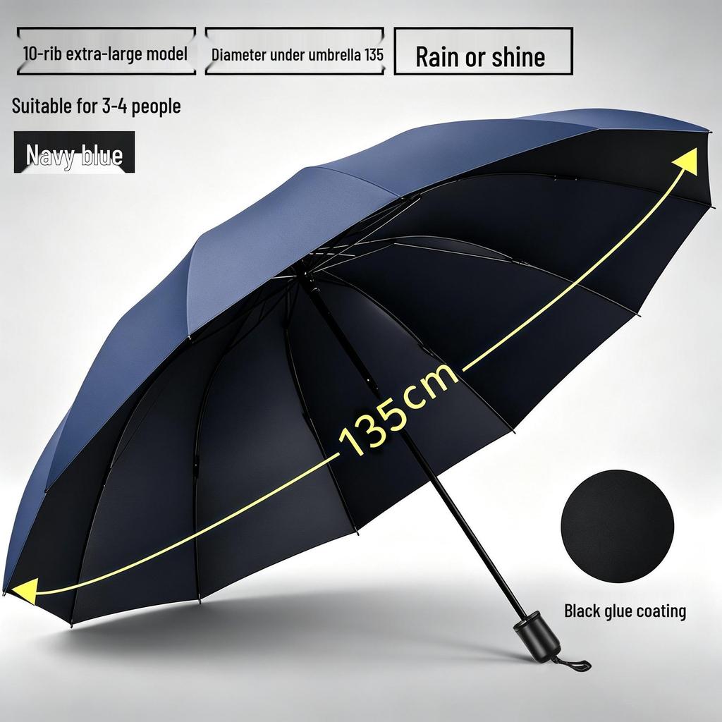 Extra-Large Folding Double Person Sunshade Umbrella with Black Glue Protection