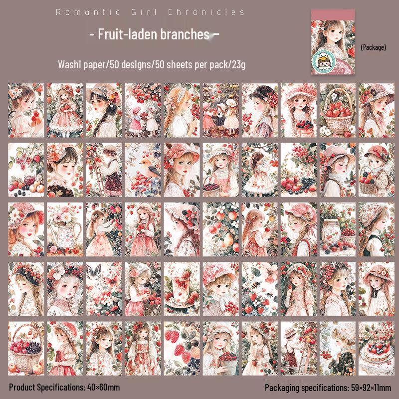 Romantic Girl Retro Sticker Book: 50 Sheets for DIY Journal & Collage No Specifications