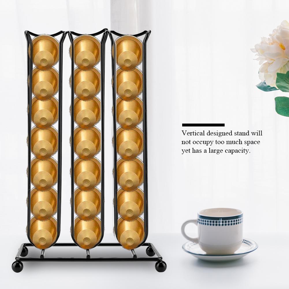 Coffee Capsule Storage Rack, Black   Plated Iron, 42 Capsules, Simple and Elegant Design, Large Capacity, Robust Use with Coffee Capsule Holder,