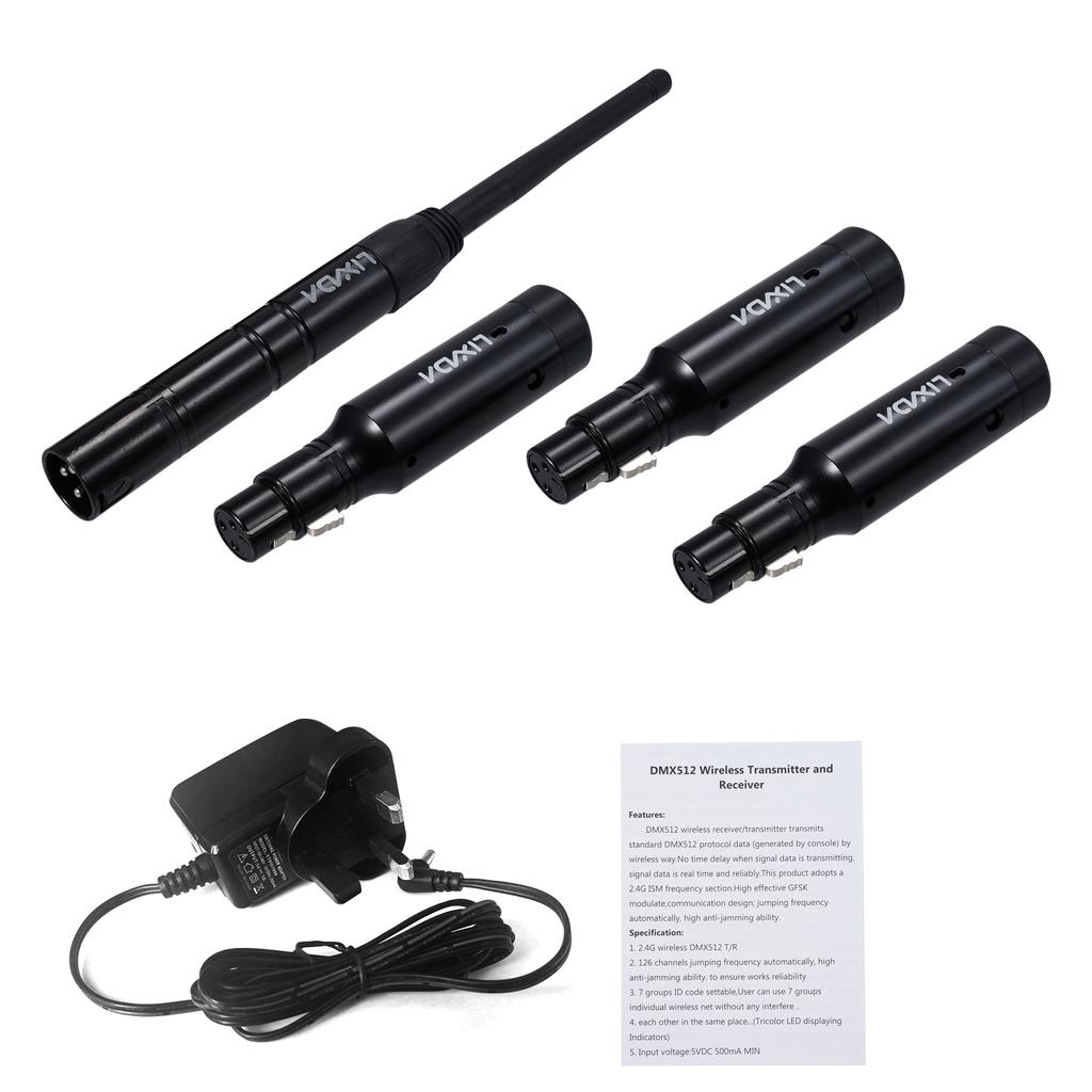 Lixada DMX512 2.4G ασύρματος πομπός δέκτης Σετ 126 καναλιών για Party DJ Show Club Disco KTV