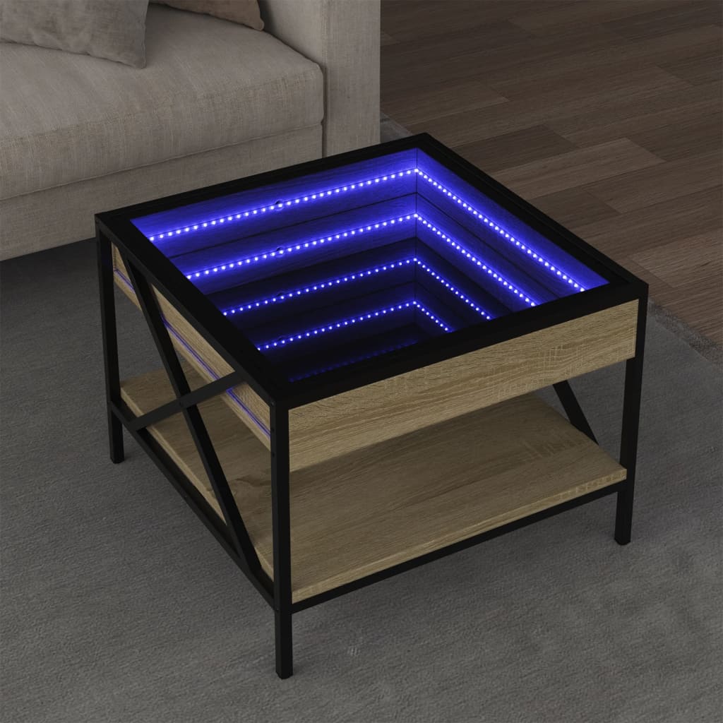 Infinity LED Coffee Table in Sonoma Oak 50x50x38 cm