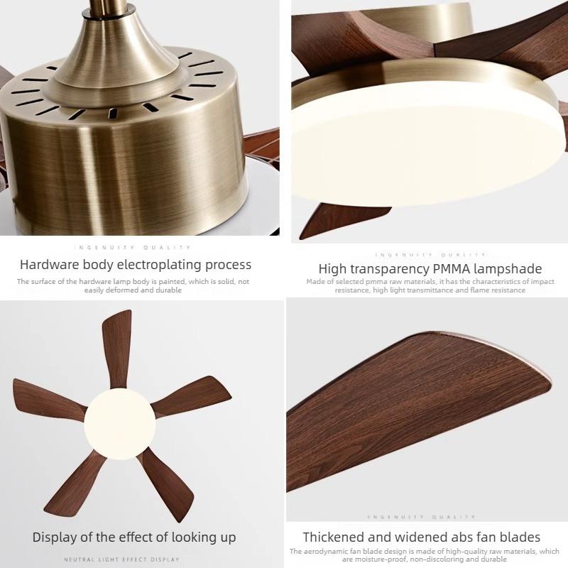 Household Retro Ceiling Fan Lamp Living Room Dining Room 3-color Dimming Pendant Light Fan 6-Speed Adjustable Lighting Fan