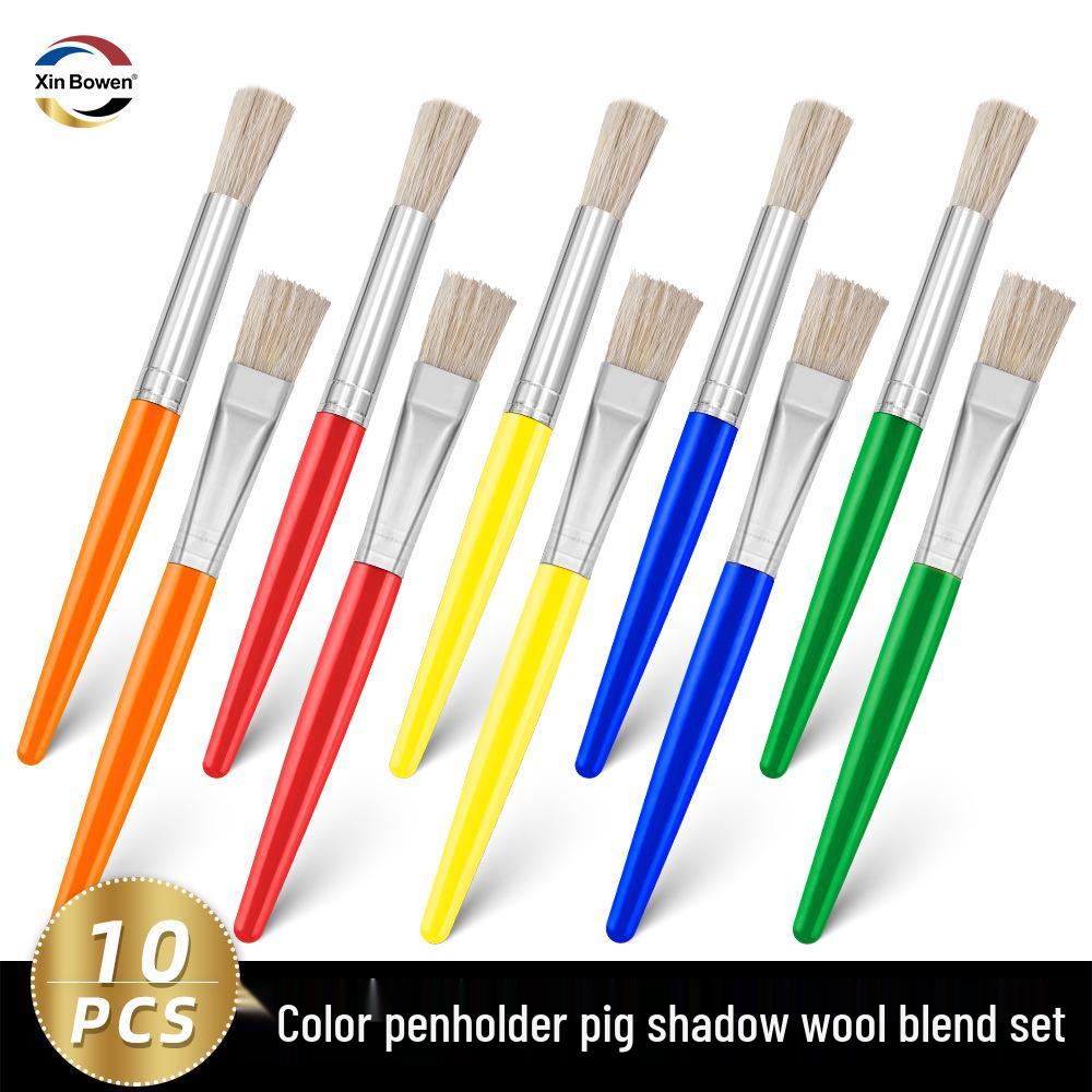 10-Piece Nylon Oil & Acrylic Paint Brush Set for Students