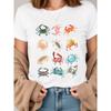 Various Colorful Crab Patterns Printed On Summer Women's T-shirts Short Sleeved Round Neck Women's Clothing