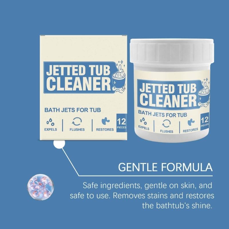 Pastiglie Detergenti per Vasca da Bagno Formula Pulente Rimuove Calcare Macchie Odori Sicuro per Uso Domestico Contenitore in Plastica