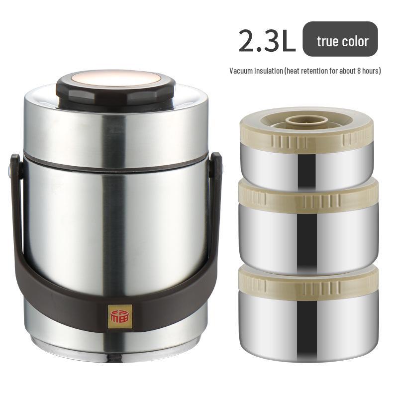 Three-Layer Insulated Stainless Steel Lunch Box - Large Capacity, Portable, Compartmented Container for Students and Office Workers