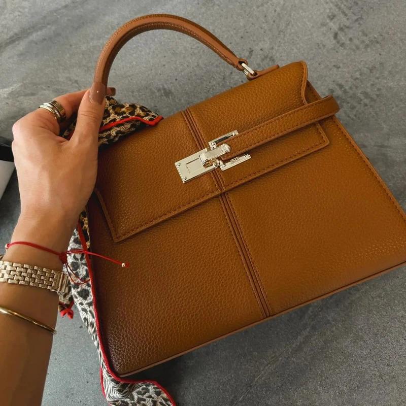 2025 Women Niche Composite Leather Trapezoidal Bag Large Capacity Single-Shoulder Crossbody Bag Fashionable Ladies Handbag