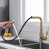 Kitchen Faucet Brush Gold Lead Free Stainless Steel Pull Out Hot and Cold Single Lever Kitchen Sink Mixer