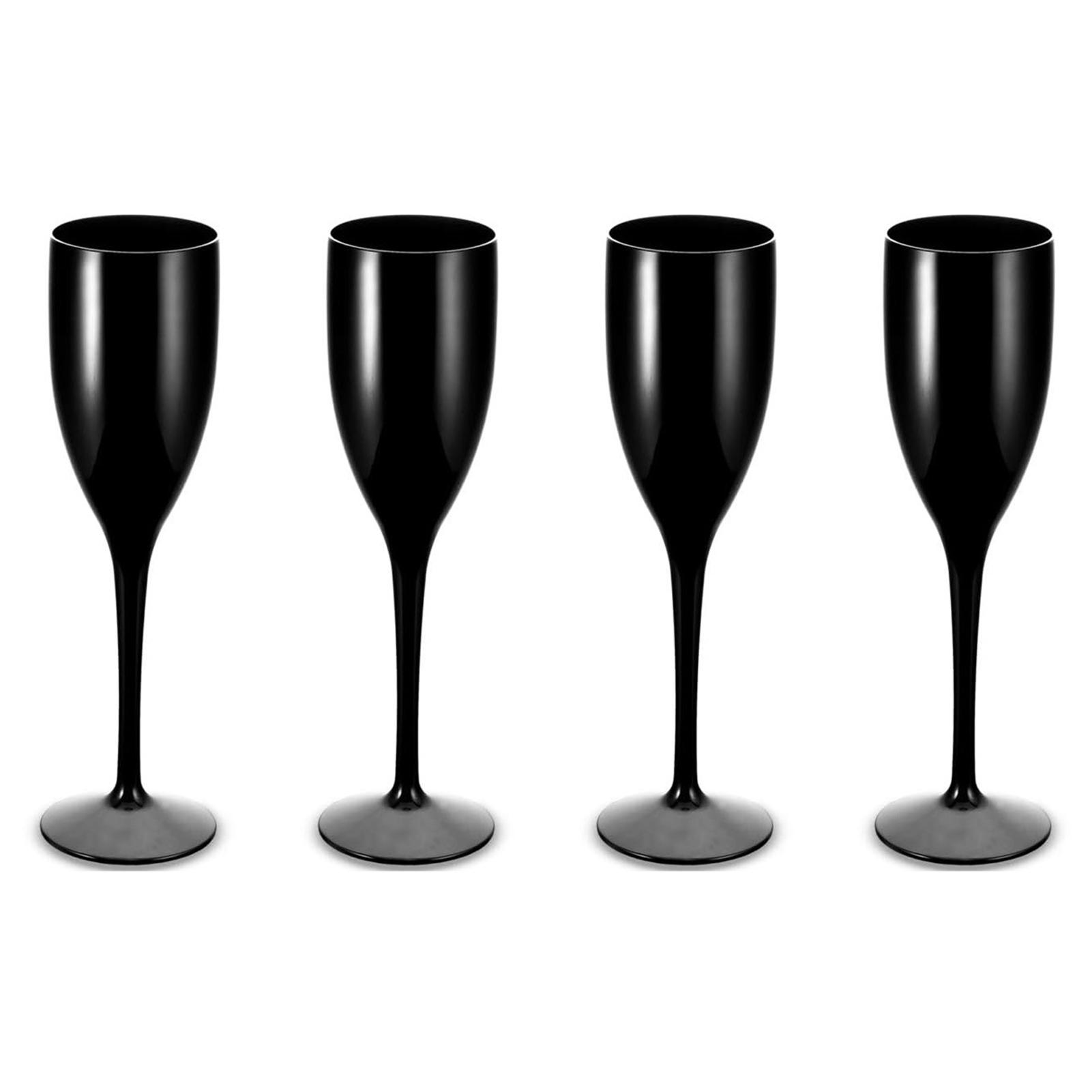 

4PC/SET Champagne Flutes Glasses PP Plastic Wine Glasses Dishwasher-safe White Acrylic Champagne Glass Transparent Wine Glass чорний
