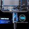 240W Dual TypeC Super Fast Charging Cable LED Digital Display for Samsung Xiaomi USB To TypeC Phone Charger Data Cord 2M/1.5M