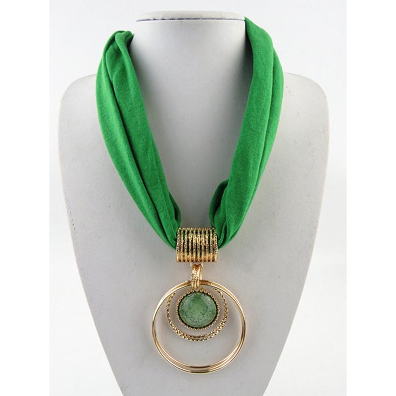 Jewelry Pendant Scarf Ring Pendant Women's Necklace Scarf Polyester Solid Color Scarf