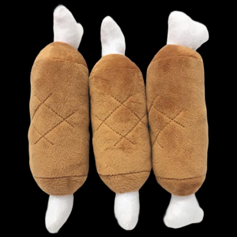 Squeaky Plush Chicken Drumstick Dog Toy