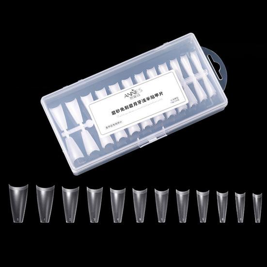 240Pcs/Box Fake Ultra-thin No Trimmable Carving Grinding Nail Traceless DIY Frosted Small Trapezoid Half-paste Extend