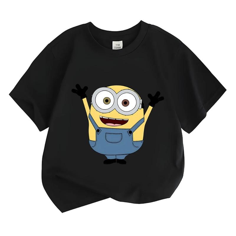 Bob Kids Short-sleeved Summer Minions Baby Round Neck Cotton T-shirt Boys Girls Comfy Tops Cute T-shirt Tops High Quality Tees