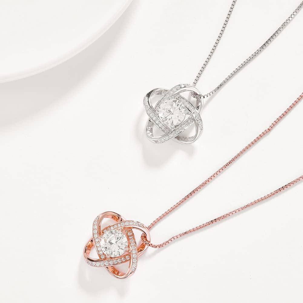 Rockyu Women's Necklace - Popular Brand - Pink Gold, Zirconia, Large Diamond, Windmill, Planet Pendant - Beautiful Sterling Silver 925 Necklace - New