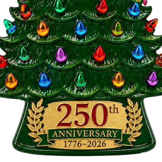 Christmas Tree Pendant 5 Pcs 2D Flat 250 Anniversary USA Ornament, Year Decorative Wall Hanging of America 1776-2026 Acrylic Patriotic Decoration for