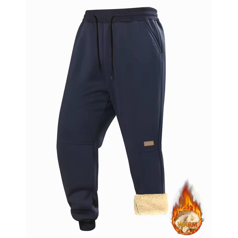 Winter Men Sweat Pants Lamb Fleece Thickened Pants Casual Solid Color Pants Loose Elastic Pants