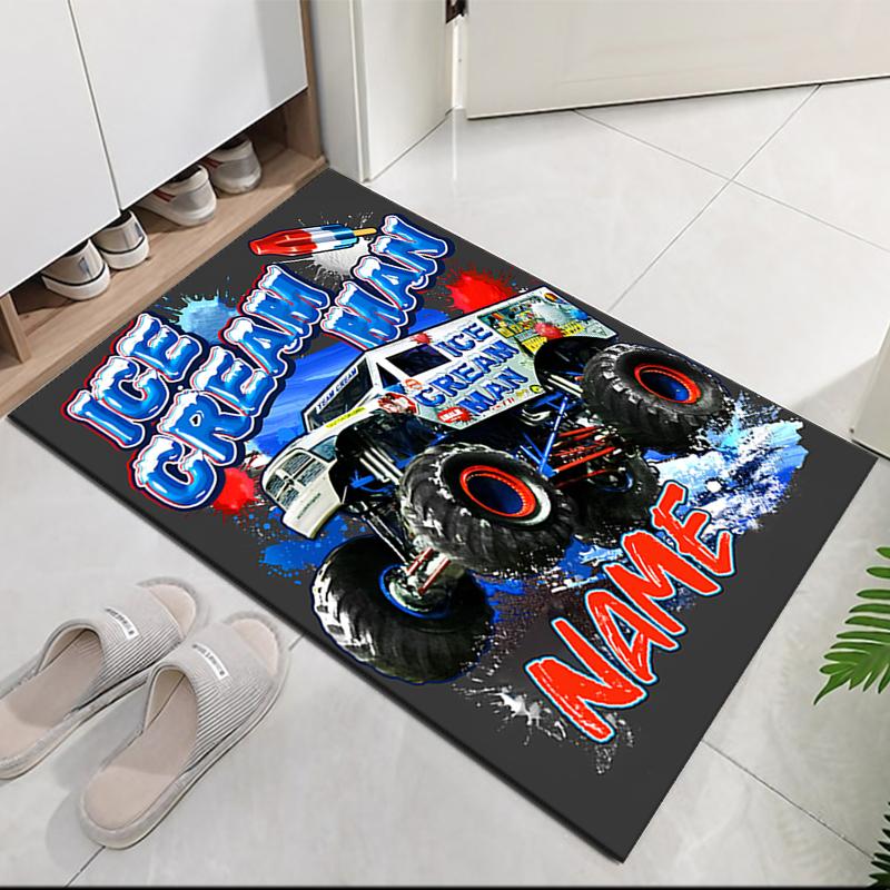 Custom Name Truck Printed Carpet, for Office Chair Living Room Bedroom Kitchen Room Decor Gifts.