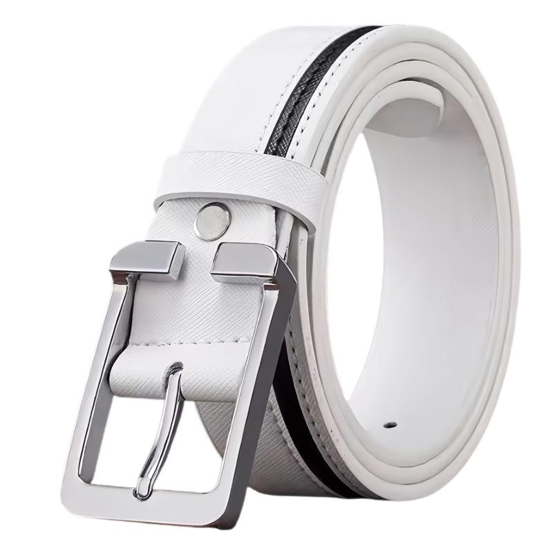 Men's Genuine Leather Color Block Pin Buckle Belt - Stylish & Versatile