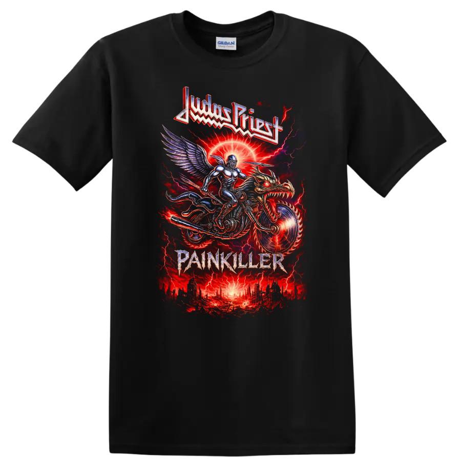 Heavy Metal Schmerzmittel T-Shirt Retro Rock Grafik-T-Shirt Motorrad Kunstwerk