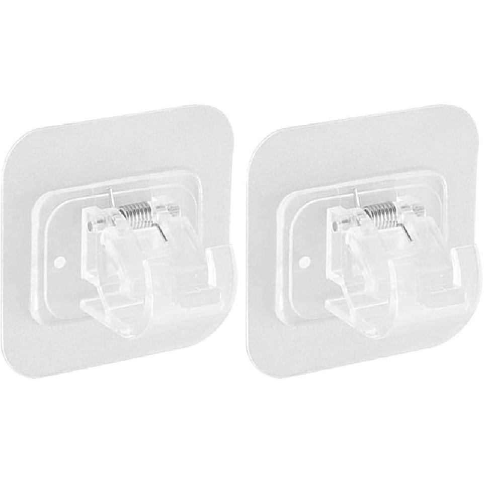 Curtain Rod Bracket, Transparent Self Adhesive Curtain Rod Towel Rod Holder Drapery Hook, Strong Load Rail Rack Brackets & Fixings for Kitchen