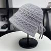 Back Split Bow Shows Small Face Korean Knitted Bucket Hat Basin Hat Women's Autumn and Winter Sweet Warm Ear Protection Bucket Hat
