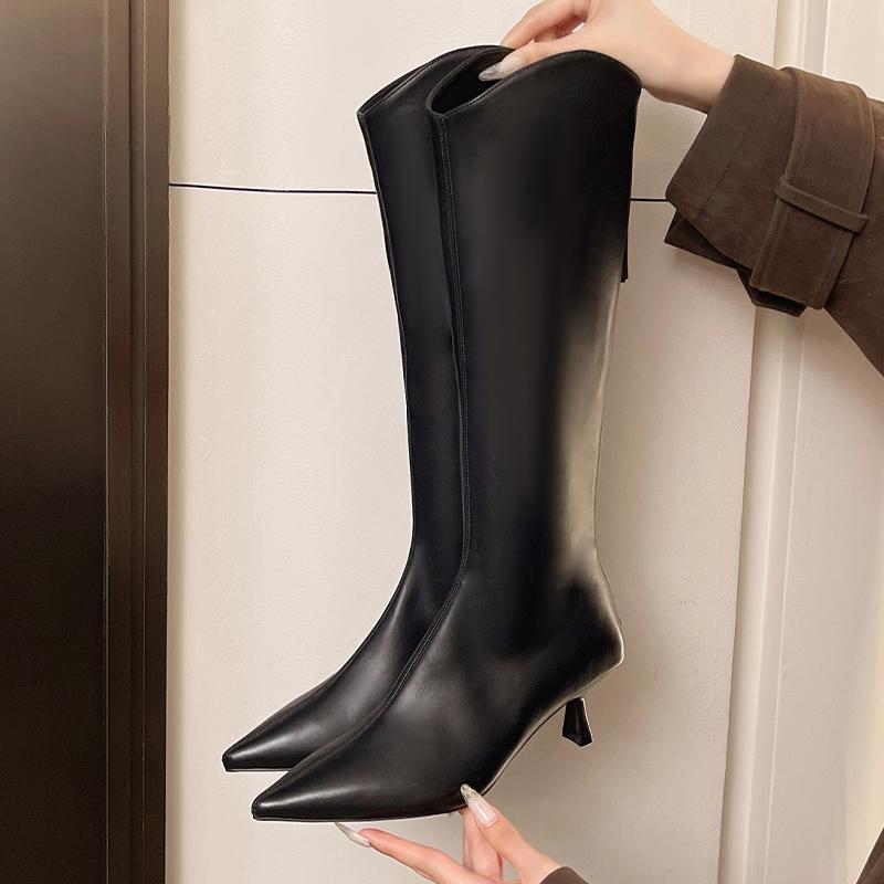 Fashion High Heels Women Long Boots Pointed Toe Fashion Designer Shoes Knee High Dress Winter Boots 2025 New Sexy Pumps Mujer De Botas