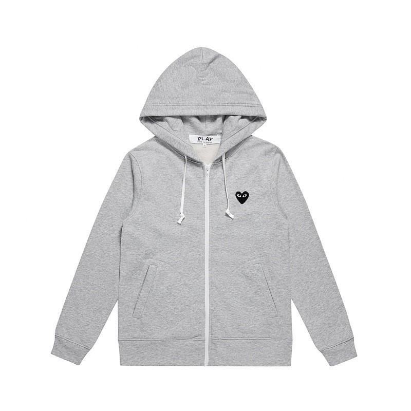 Unisex Hooded Zip-Up Sweatshirt With Heart Embroidery Casual Loose Fit Sportswear