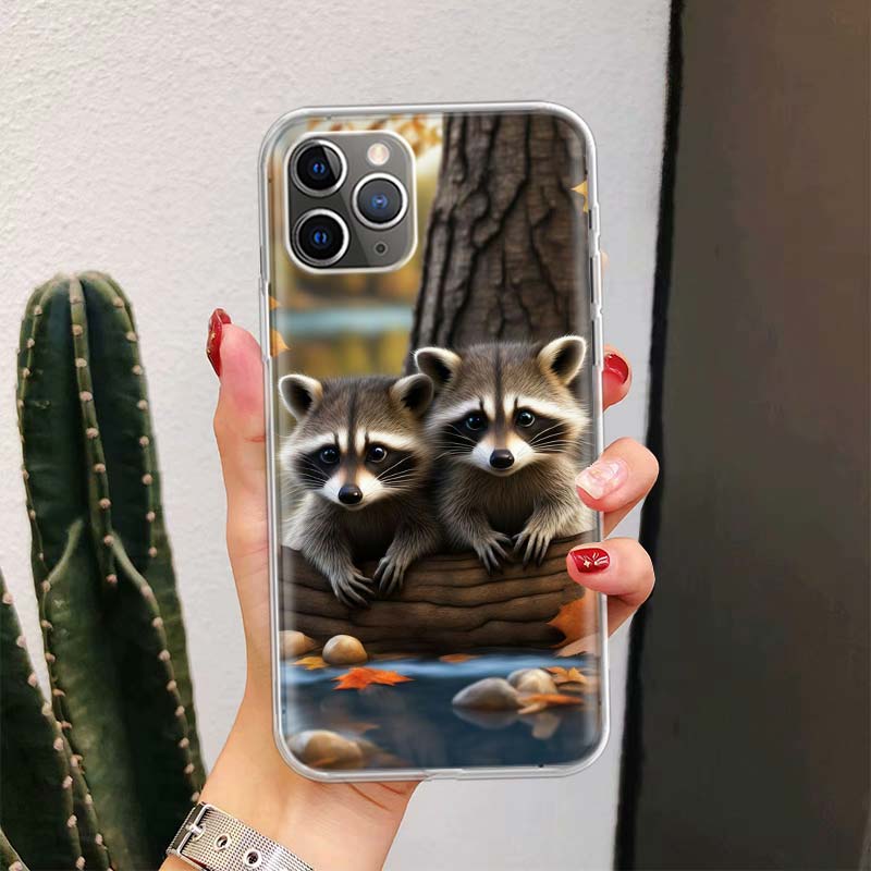 Waschbär Süßes Tier Für iPhone 17 Air 16 15 14 Plus 13 Mini 12 11 Pro Max Handyhülle 16E 7 Druck 8 SE Fundas Hülle Weiche Hülle 16
