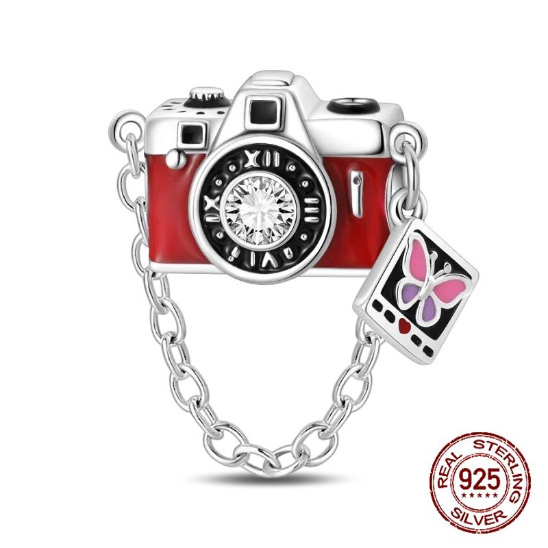 Red Color Series Charms Beads Copper Blood Heart Love Car Strawberry Fruit Dangle Fit Original Bangle Bracelet Diy Jewelry