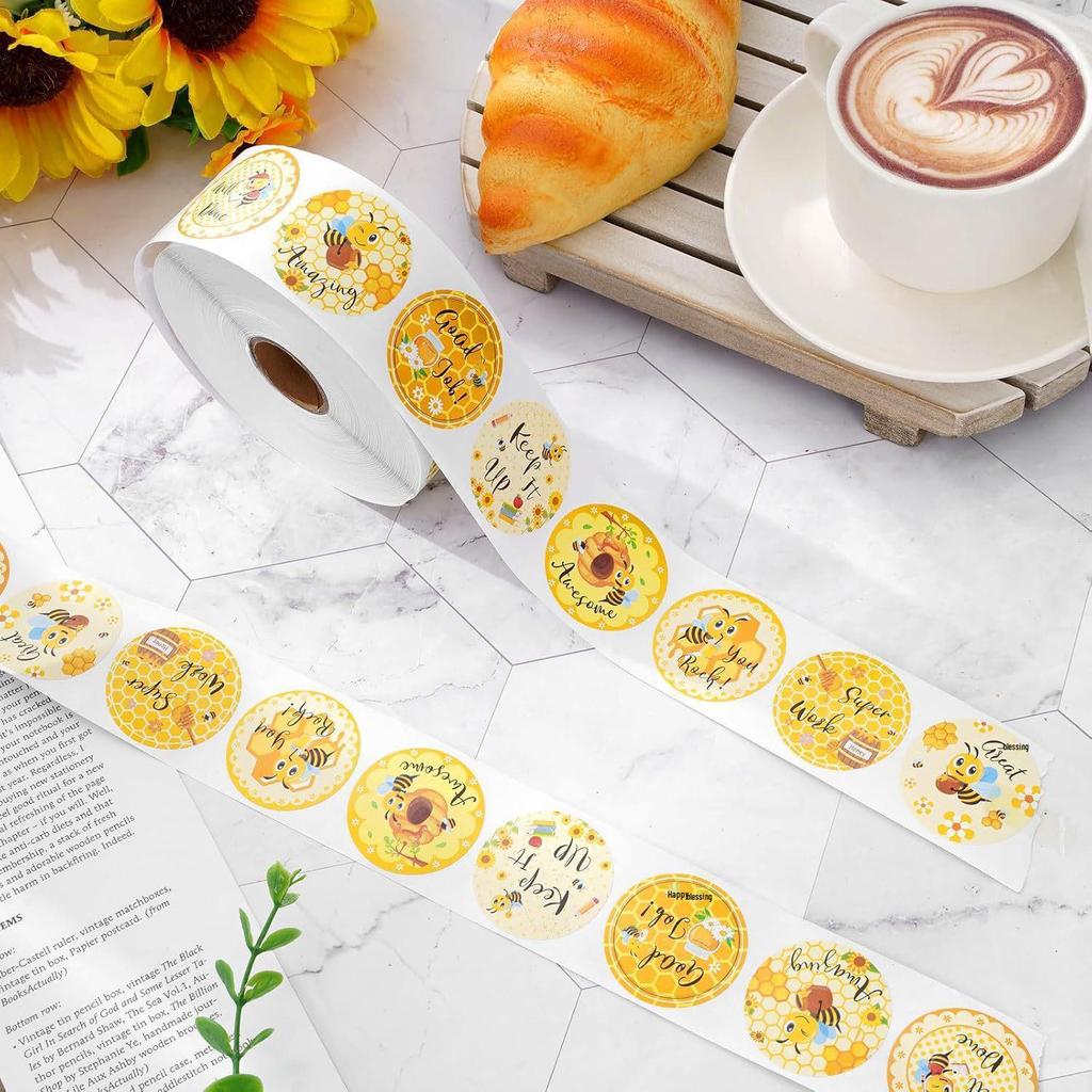 Runde Honig Kinderbelohnungsaufkleber: 500er Rolle für Milchtee-, Kaffee- und Brotetiketten. Selbstklebend und vielseitig!